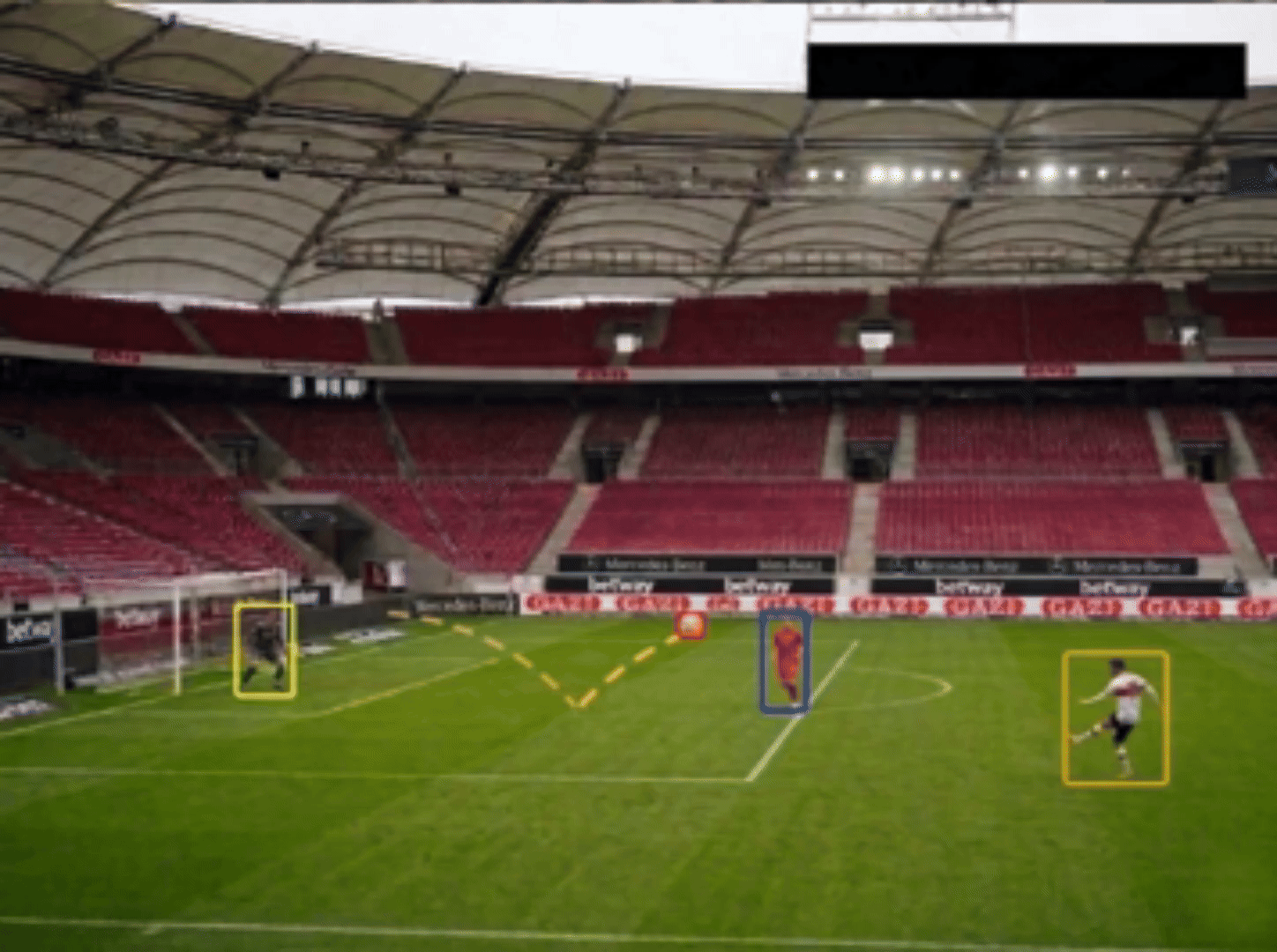 AI football goal and event detection animation showing real-time highlights